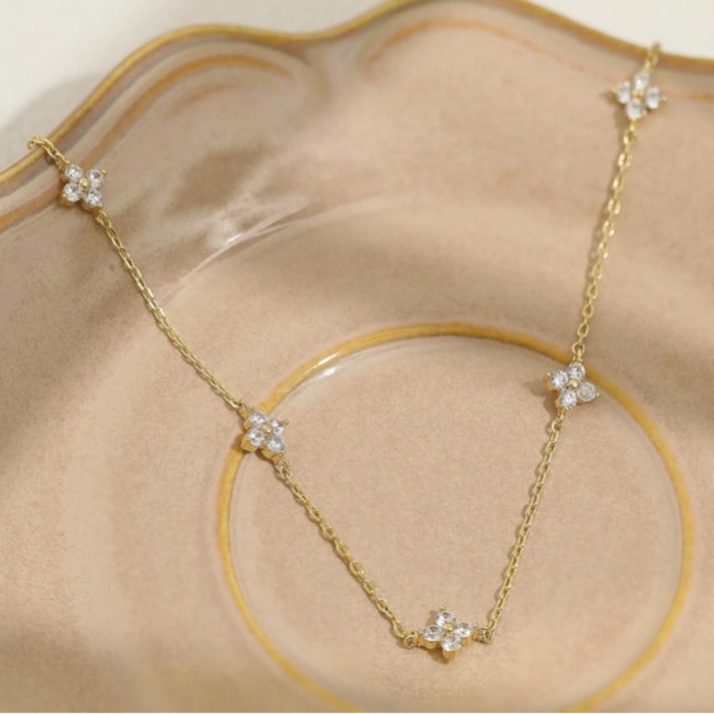 Gold Necklace with Butterfly Accents